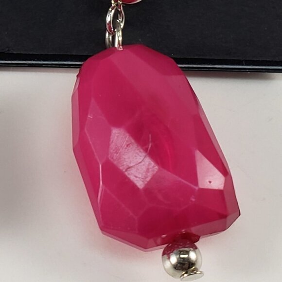 Katheryn Kent Silver-Tone Drop Earrings – Pink Beaded Elegant Women's Jewelry - Picture 8 of 10